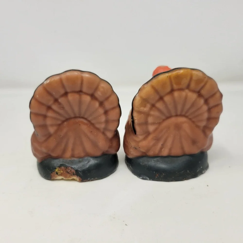 Vintage‎ Thanksgiving Pilgrim Man Woman and Turkey Figural Candle Set of 4